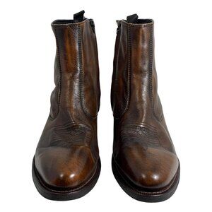 Laredo Mens Fletcher Brown Leather Ankle Boots 62074 SZ 12 EW Zip Up Pointed Toe